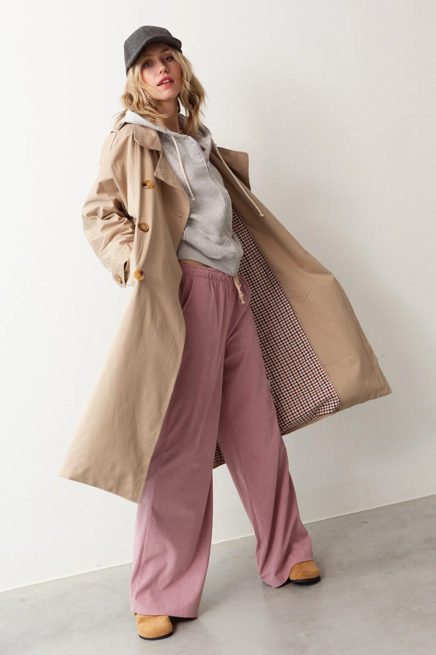 Avery Rib Trousers Pale Pink