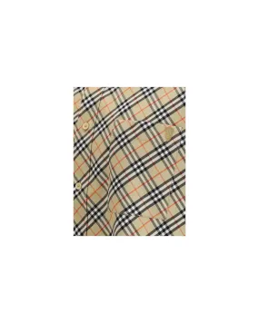 Burberry Check Pattern Cotton Sweater with Ribbed Crew Neck and Embroidered Hem