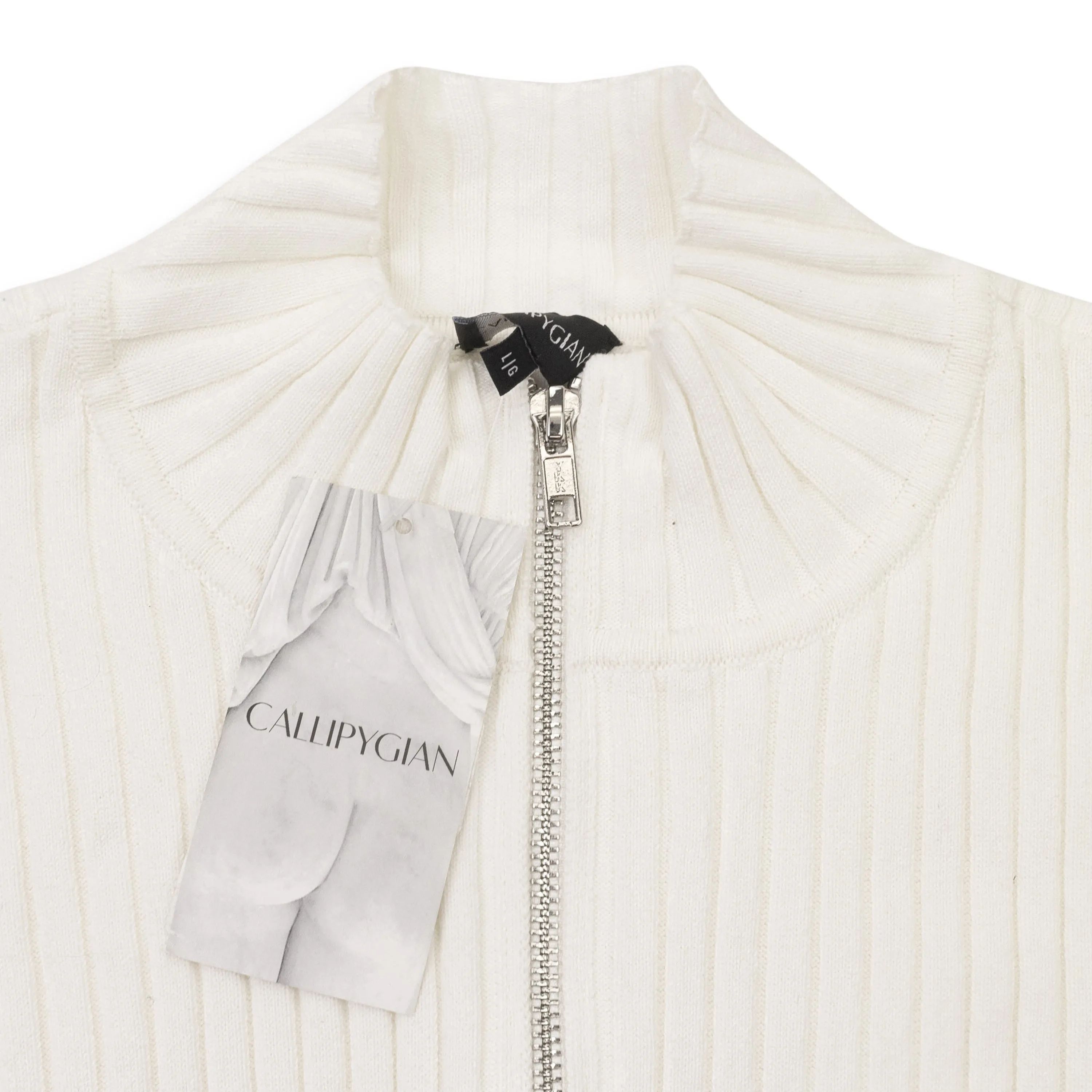 CALLIPYGIAN ZIP MOCK NECK WHITE ZIP-UP SHIRT