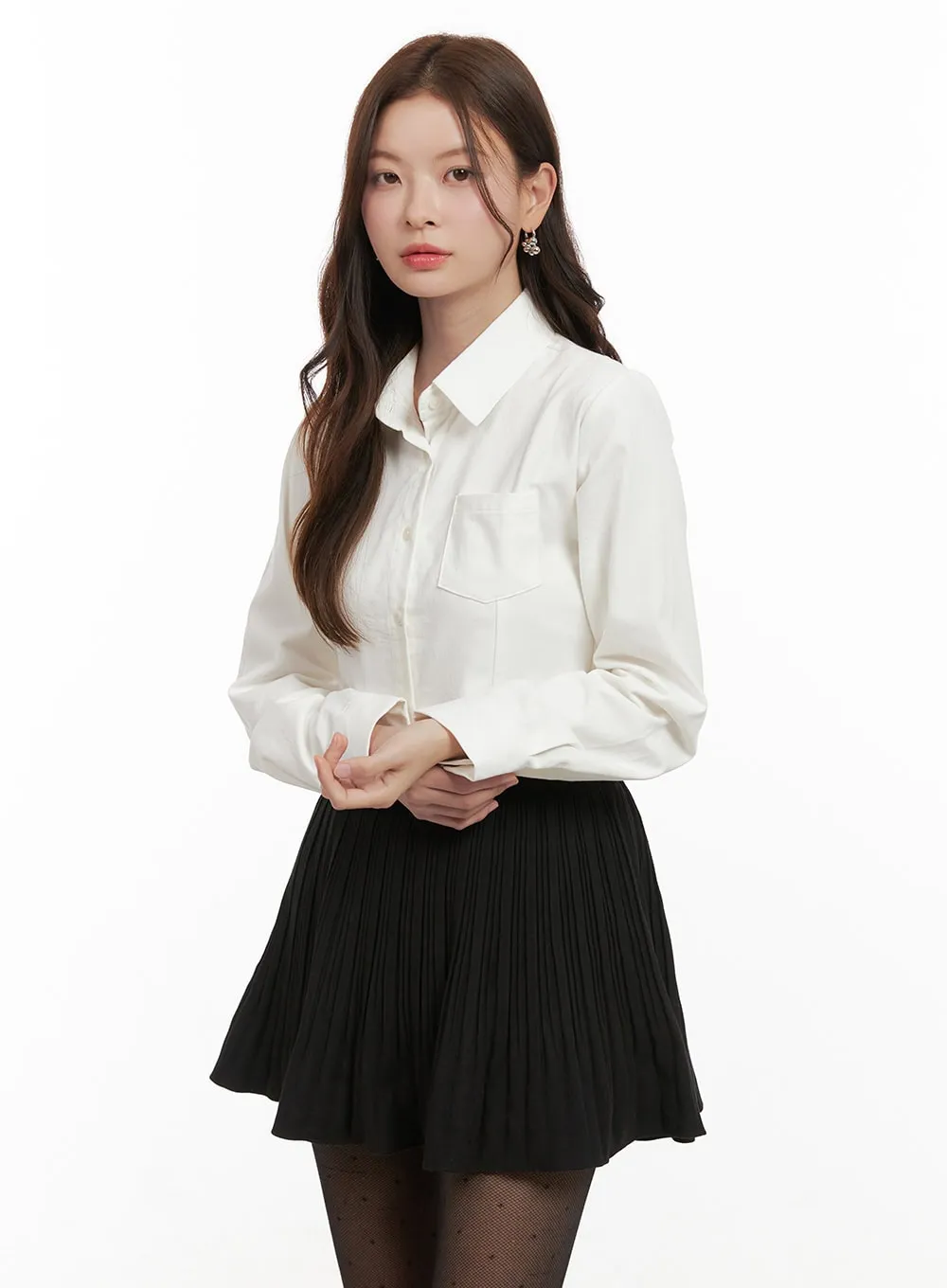 Cotton Collared Button-Up Blouse OD403