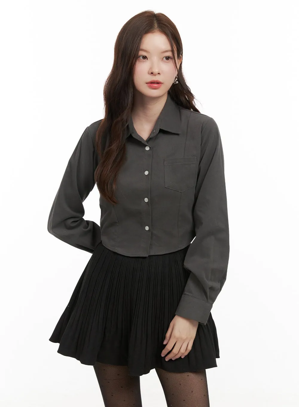 Cotton Collared Button-Up Blouse OD403