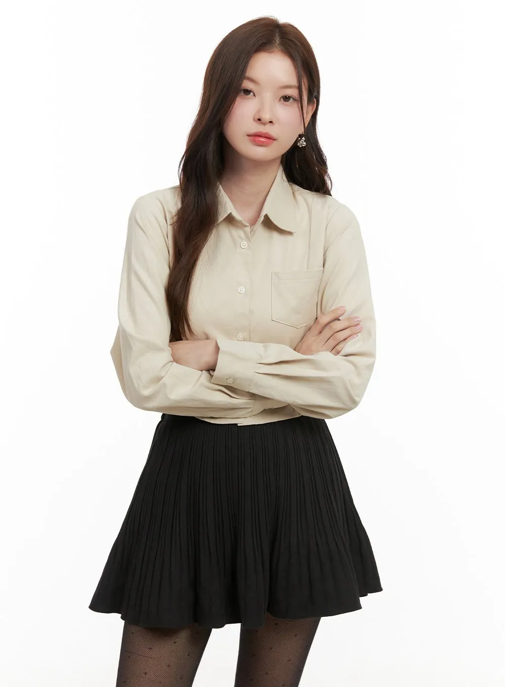 Cotton Collared Button-Up Blouse OD403