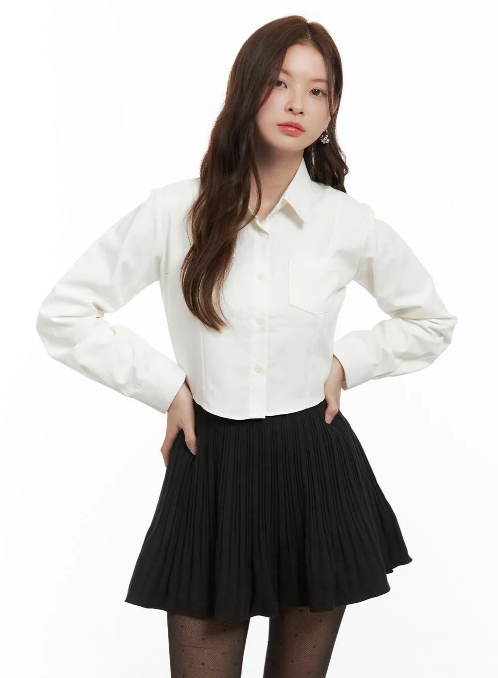 Cotton Collared Button-Up Blouse OD403