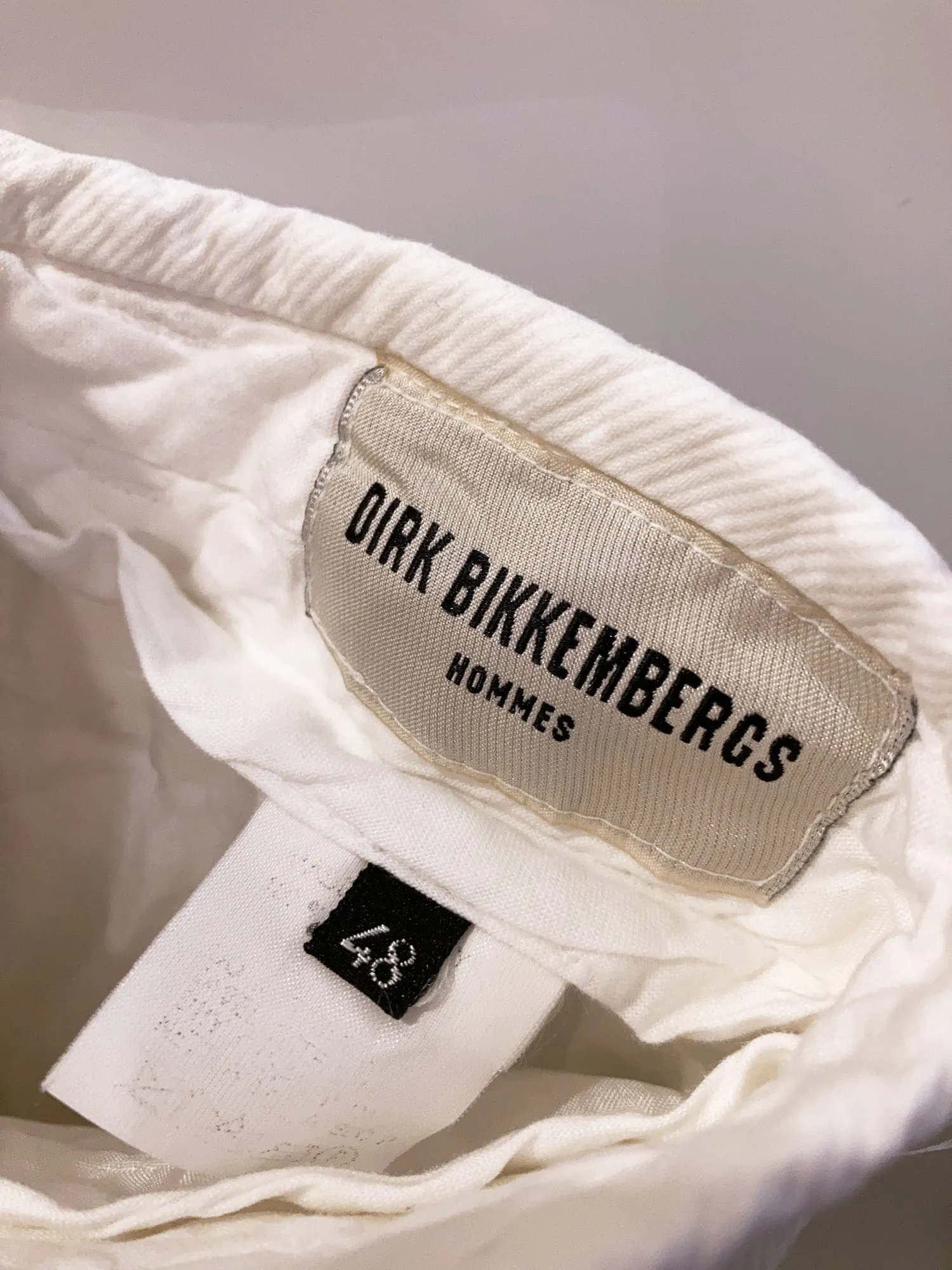White Corduroy Wide Leg Trousers by Dirk Bikkembergs Hommes - Spring 1997 Collection, Size 48