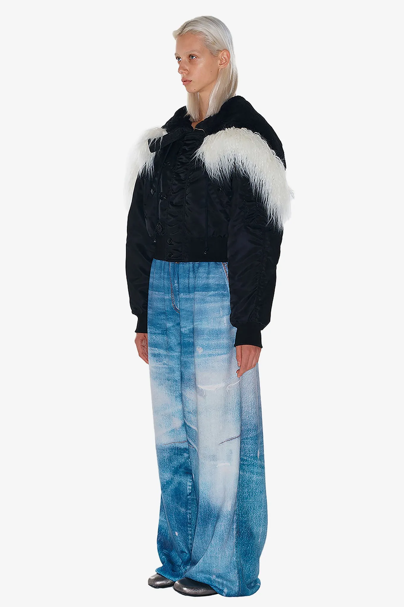 FAUX FUR ZIPPER HOOD MA1
