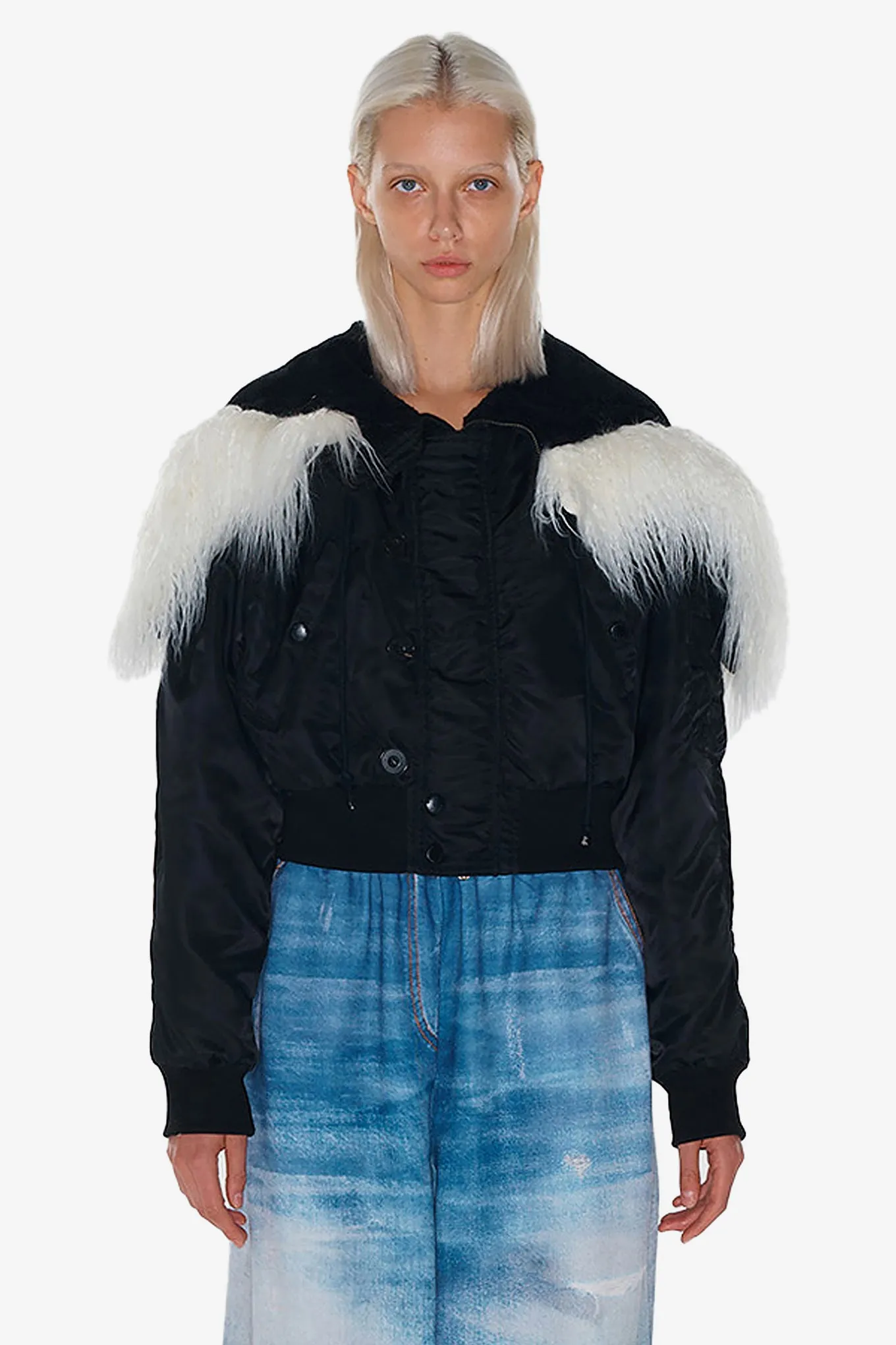 FAUX FUR ZIPPER HOOD MA1