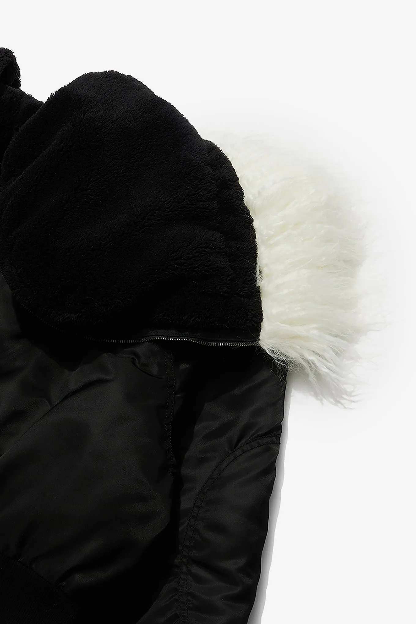 FAUX FUR ZIPPER HOOD MA1