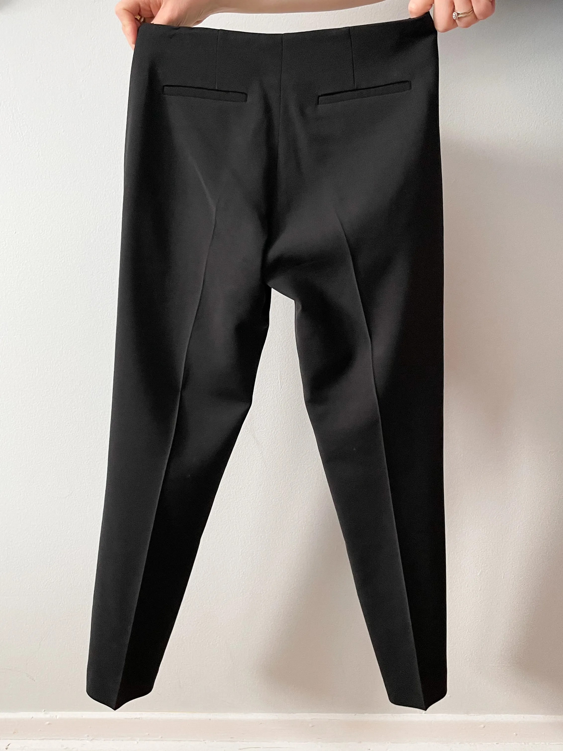 Judith & Charles Black Pleated Wool Straight Leg Mid Rise Trouser Pants - XS