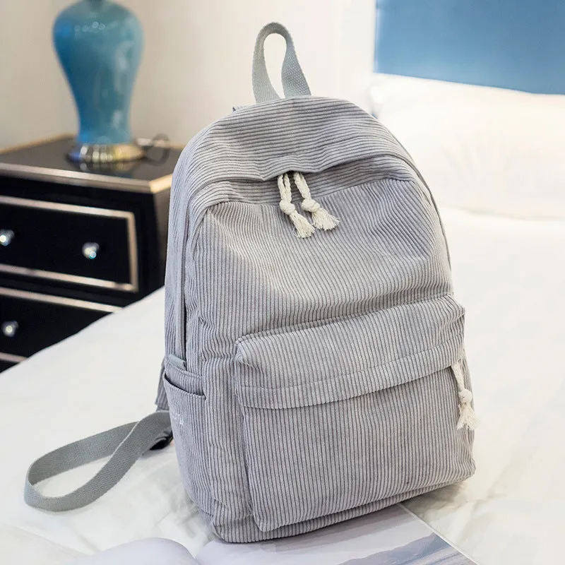 Large Capacity Corduroy Backpack Leisure Student Schoolbags