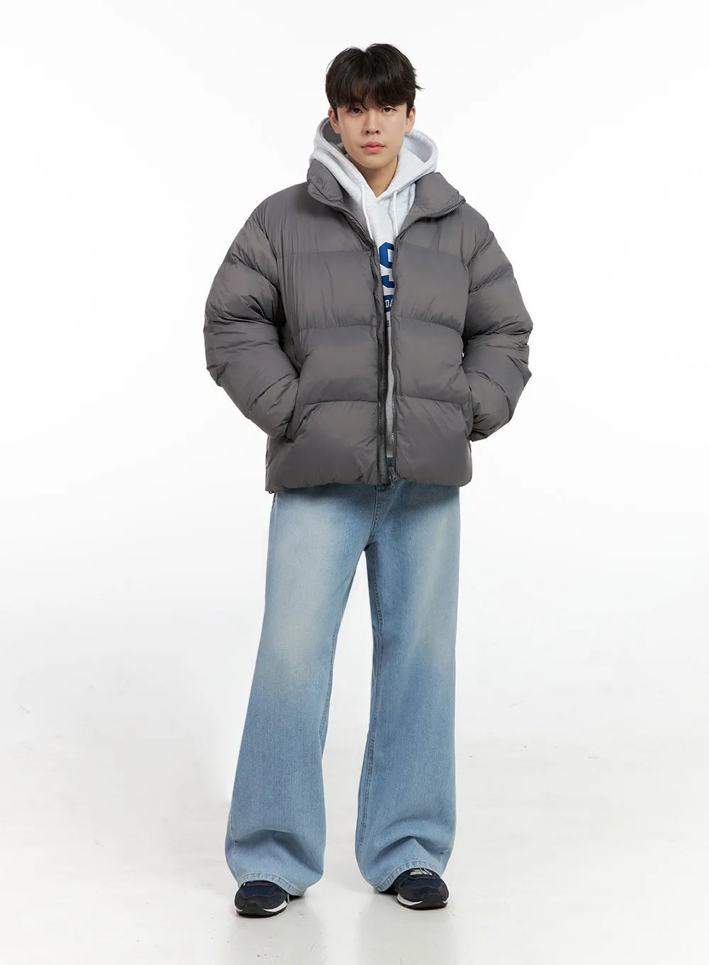 Men's Long Sleeve Nylon Puffer Coat IN422