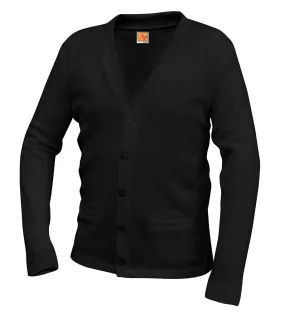 V-Neck Cardigan - w/ School Logo - Black