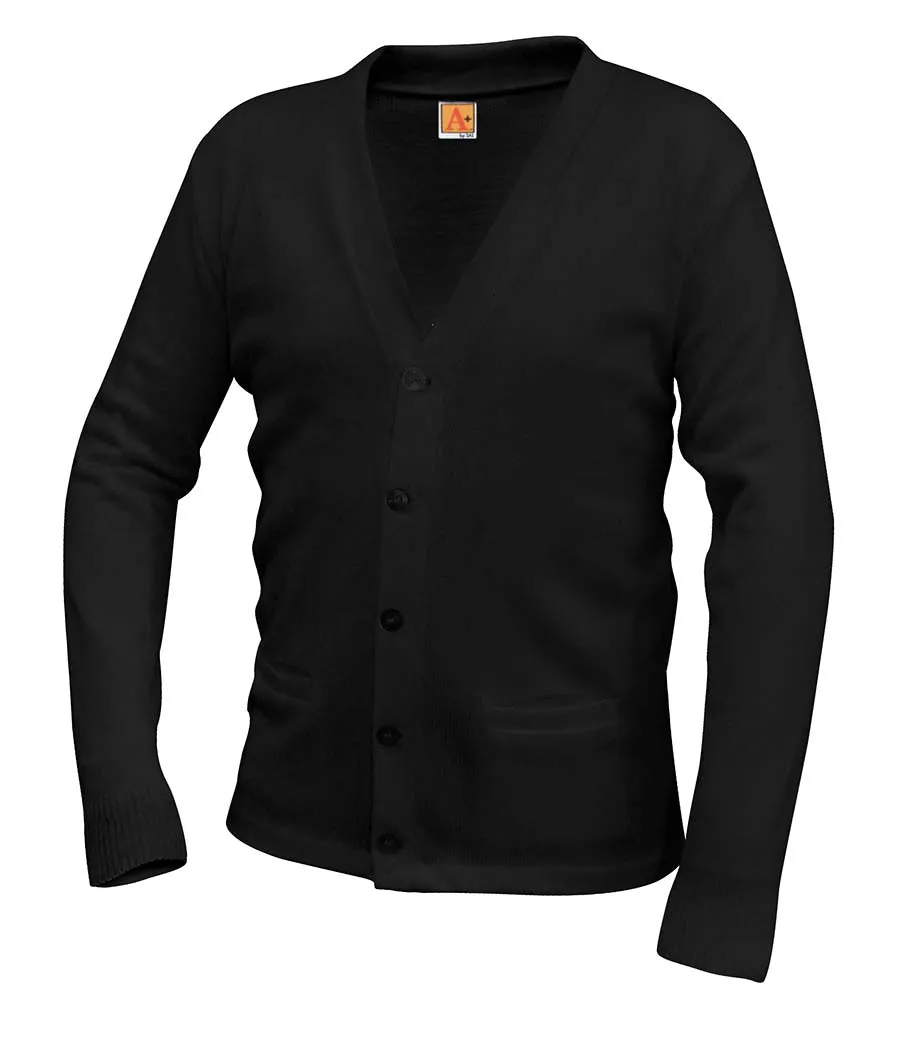 V-Neck Cardigan - w/ School Logo - Black