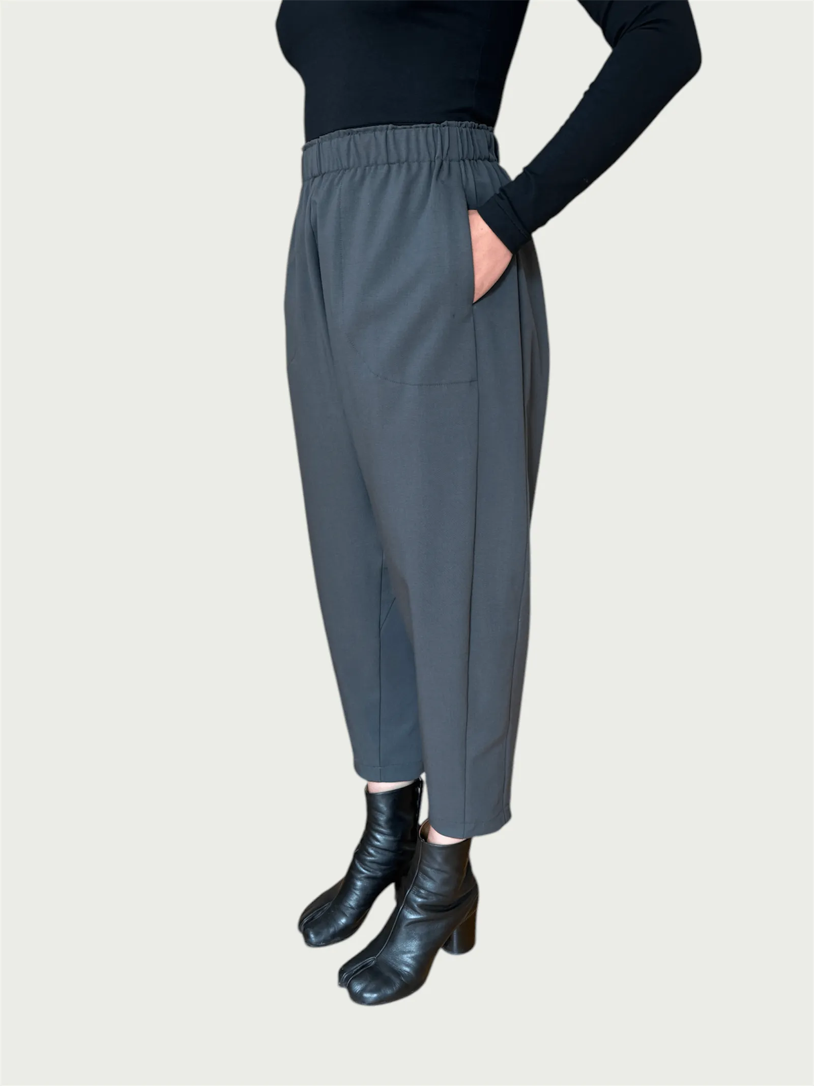 Wool Suiting A.D.C (All-day-cozy) Drop Pant in Dark Grey