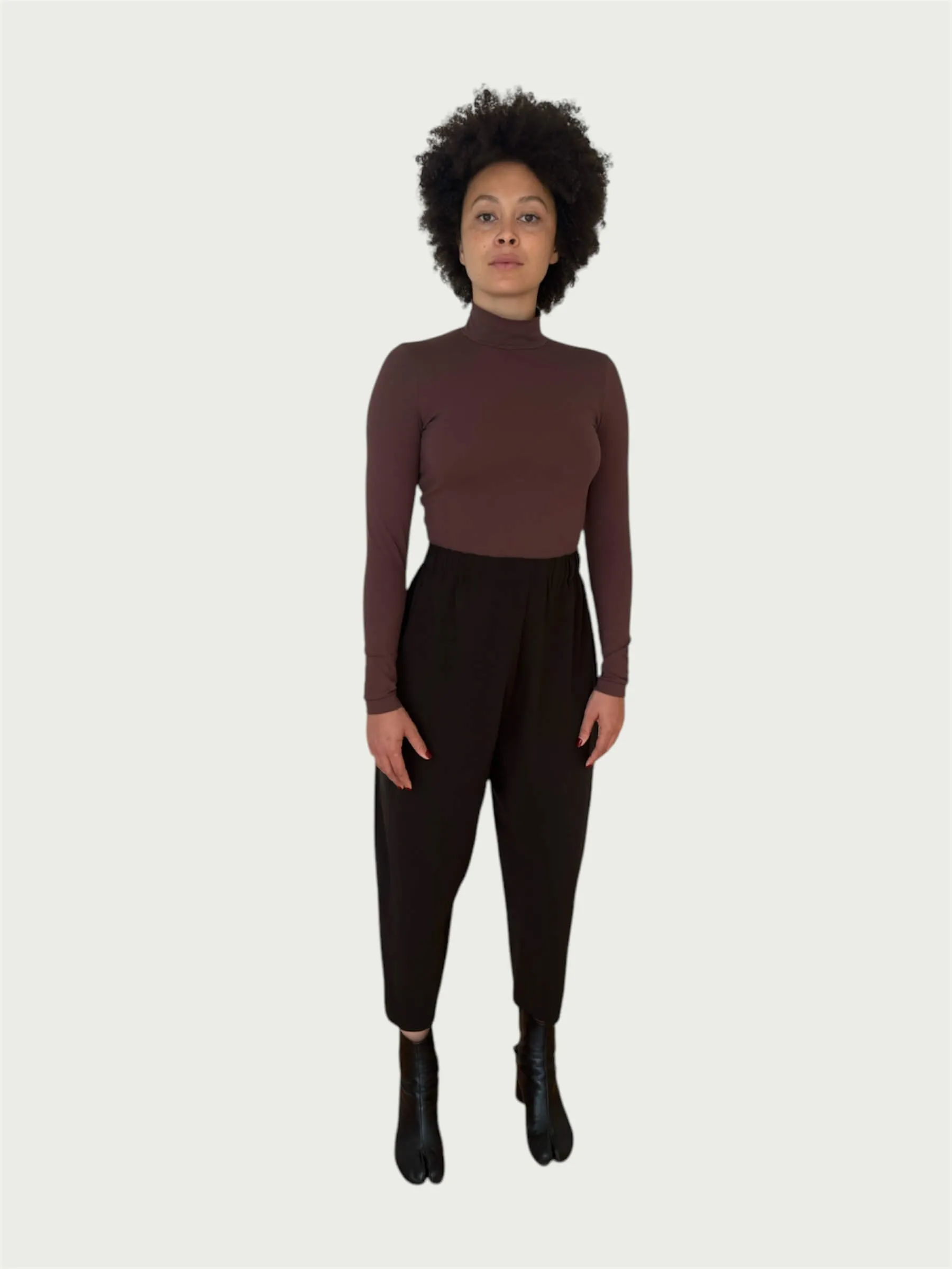 Wool Suiting A.D.C (All-day-cozy) Drop Pant in Espresso Brown
