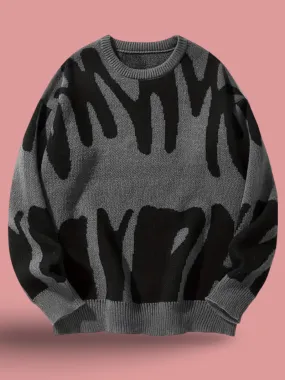 Y2K Pattern Pullover Sweater - Long sleeve