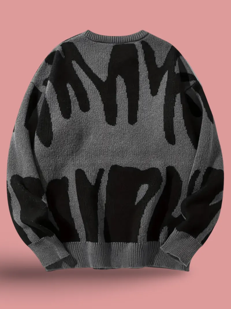 Y2K Pattern Pullover Sweater - Long sleeve